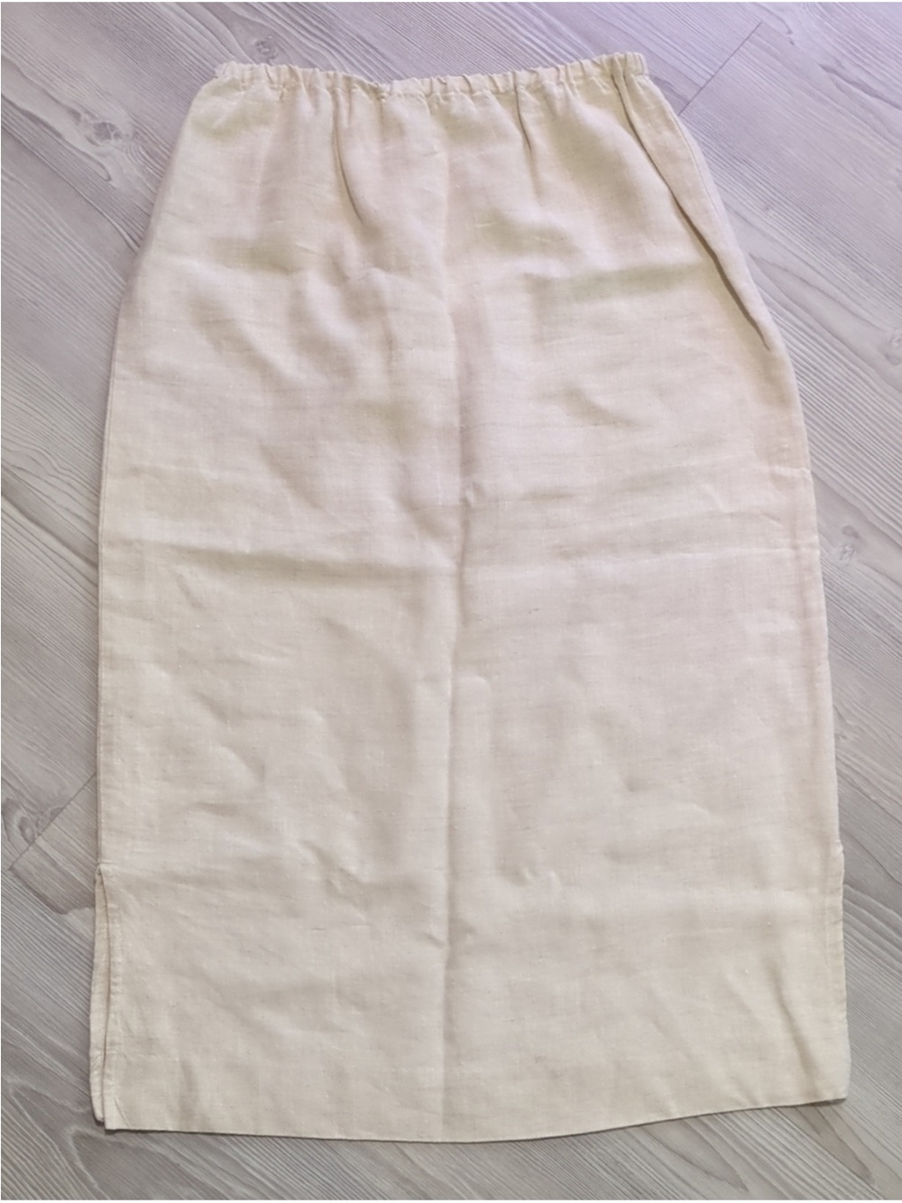 Habitat 100% Linen Pull On Midi Skirt Women's Small Beige Natural Elastic Waist